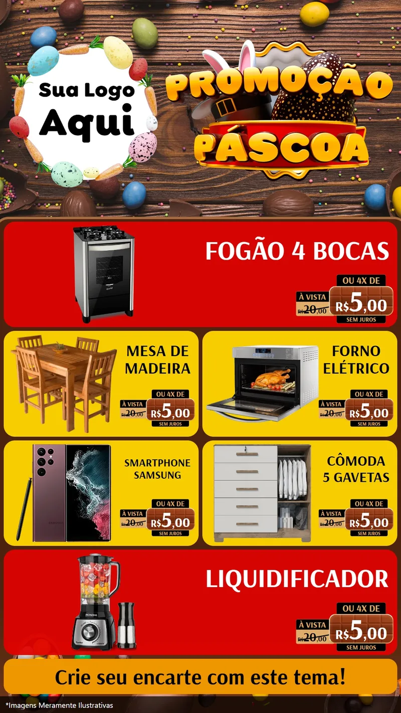 Modelo de TV para TV Vertical com o tema Promoção Páscoa para Móveis e Eletro