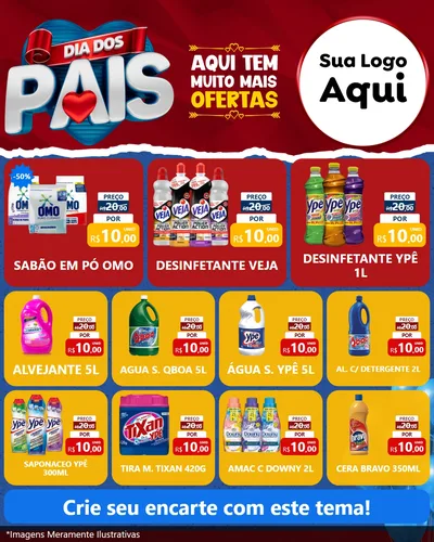 Modelo de Rede Social para Feed Instagram com o tema Dia dos Pais para Produtos de Limpeza