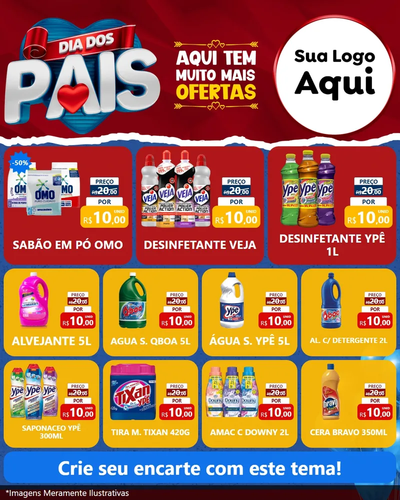 Modelo de Rede Social para Feed Instagram com o tema Dia dos Pais para Produtos de Limpeza