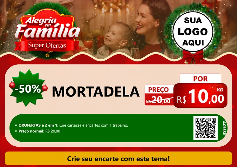 Modelo de Cartaz para Cartaz A4 Horizontal com o tema Alegria Em Família - Super Ofertas para Frios e Laticínios