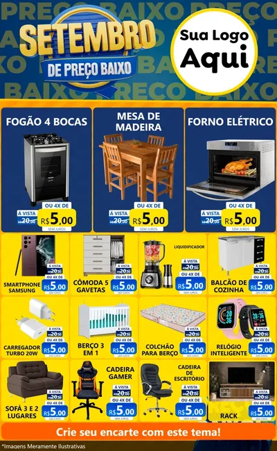 Modelo de Encarte para Encarte Grande com o tema Setembro De Preço Baixo para Móveis e Eletro