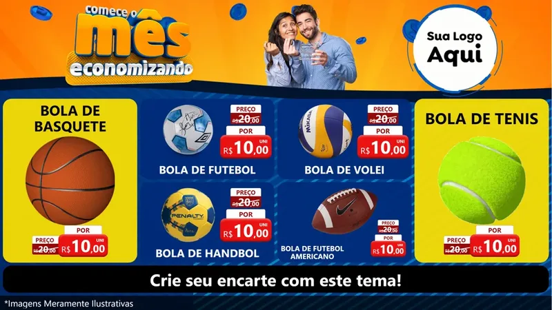 Modelo de TV para TV Horizontal com o tema Comece O Mês Economizando para Artigos Esportivos
