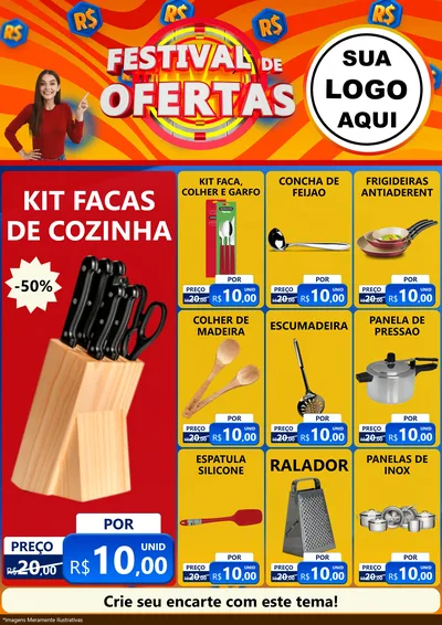 Modelo de Encarte para Encarte A4 Vertical com o tema Festival de Ofertas para Utilidades Domésticas