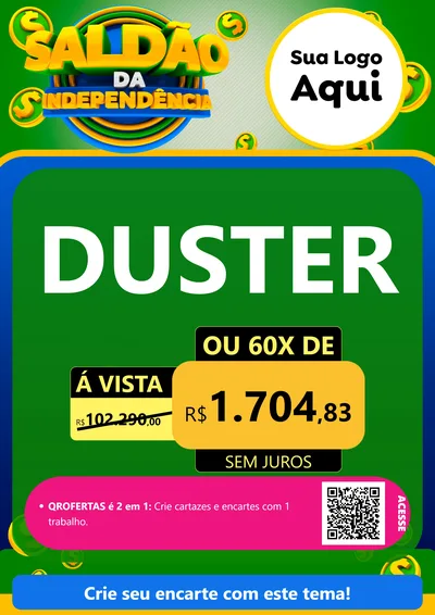 Modelo de Cartaz para Cartaz A4 Vertical com o tema Saldão da Indepêndencia para Concessionaria de Carros