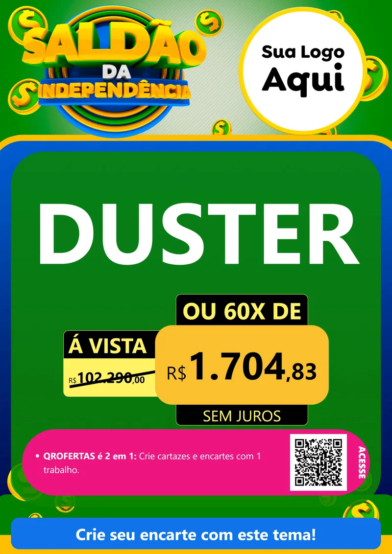 Modelo de Cartaz para Cartaz A4 Vertical com o tema Saldão da Indepêndencia para Concessionaria de Carros