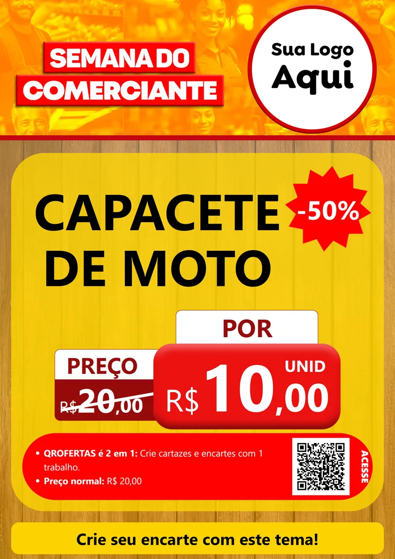 Modelo de Cartaz para Cartaz A4 Vertical com o tema Semana do Comerciante para Moto peças