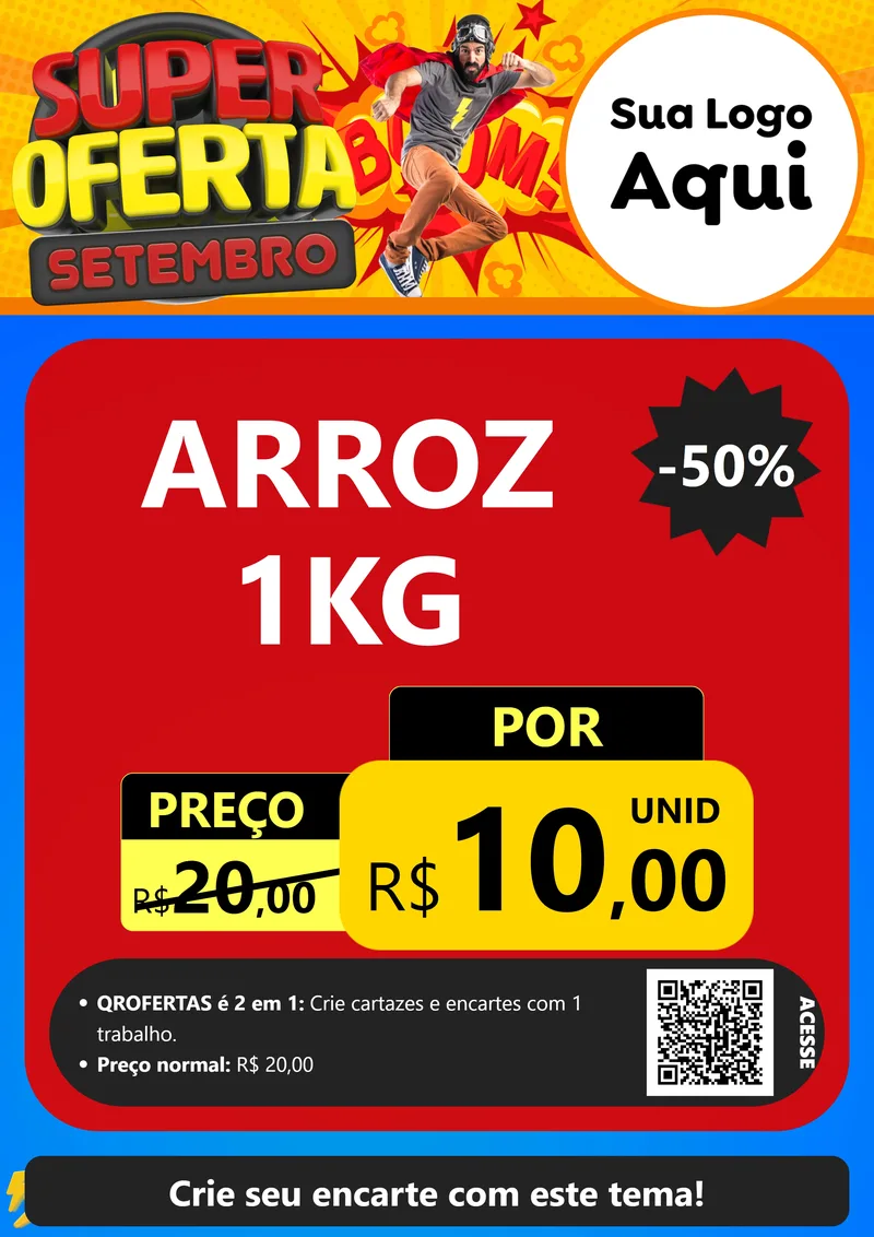 Modelo de Cartaz para Cartaz A4 Vertical com o tema Super Oferta Setembro para Supermercado
