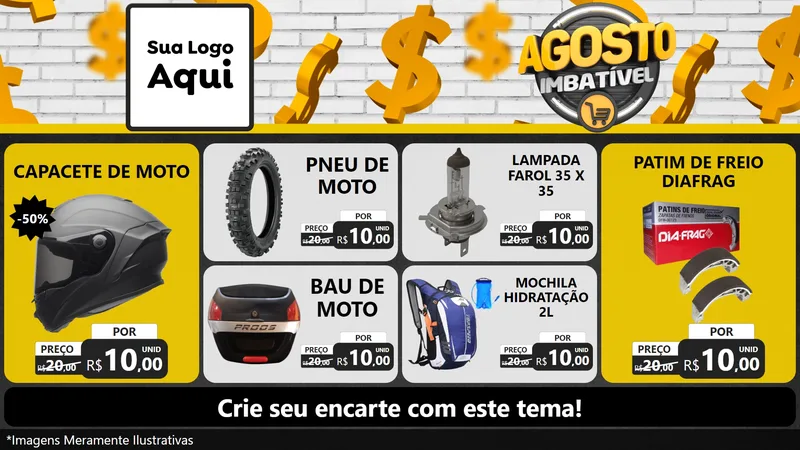 Modelo de TV para TV Horizontal com o tema Agosto imbatível para Moto peças