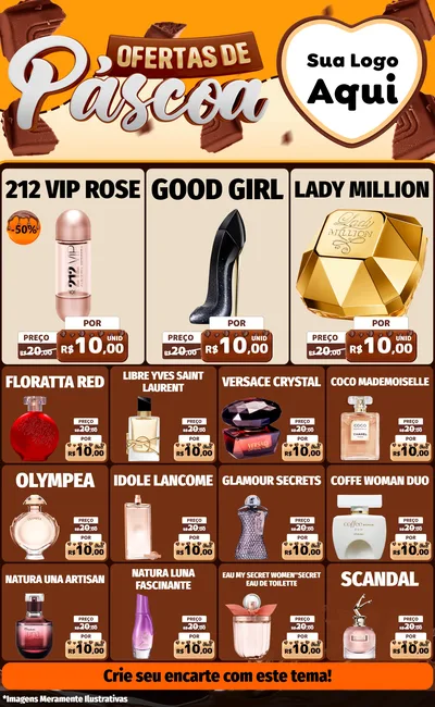 Modelo de Encarte para Encarte Grande com o tema Ofertas de Páscoa para Perfumes