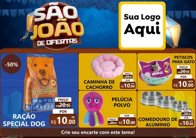 Modelo de Encarte para Encarte A4 Horizontal com o tema São João Ofertas Imbatíveis! - Junina para Pet Shop
