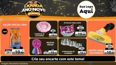 Modelo de TV para TV Horizontal com o tema Liquida Ano Novo É Aqui! para Pet Shop