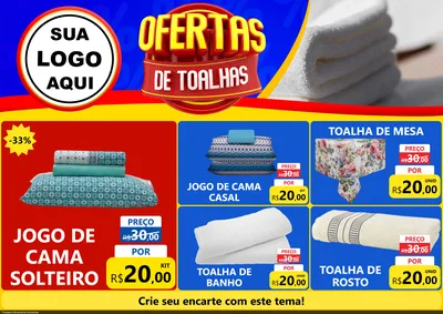 Modelo de Encarte para Encarte A4 Horizontal com o tema Ofertas de Toalhas para Cama, Mesa e Banho