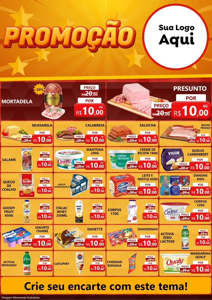 Modelo de Encarte para Encarte A4 Vertical com o tema Promoção para Frios e Laticínios