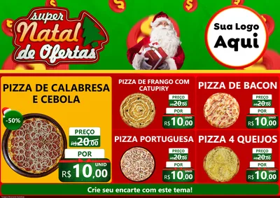 Modelo de Encarte para Encarte A4 Horizontal com o tema Super Natal de Ofertas para Pizzaria