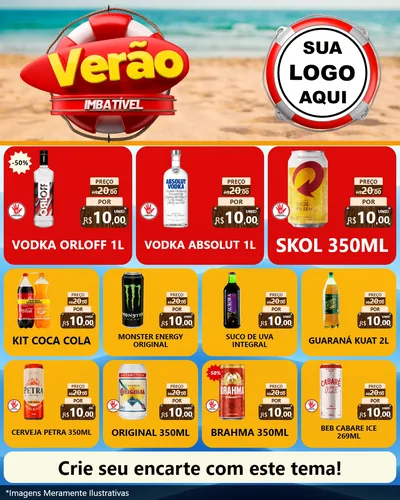 Modelo de Rede Social para Feed Instagram com o tema Verão Imbatível para Distribuidora de bebidas