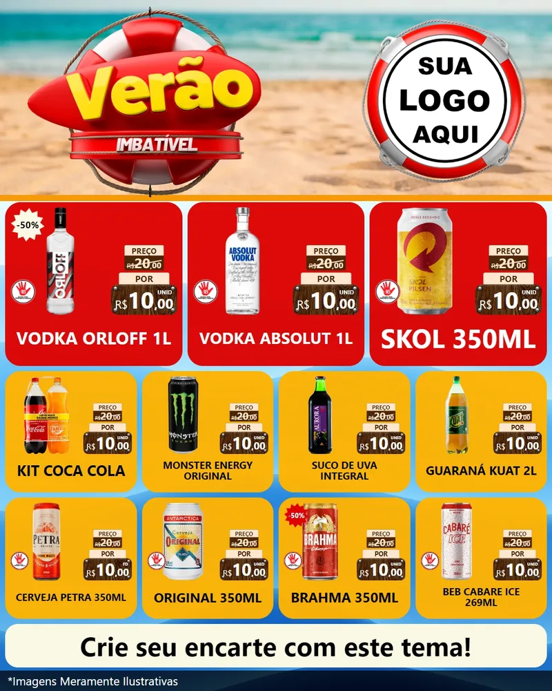Modelo de Rede Social para Feed Instagram com o tema Verão Imbatível para Distribuidora de bebidas