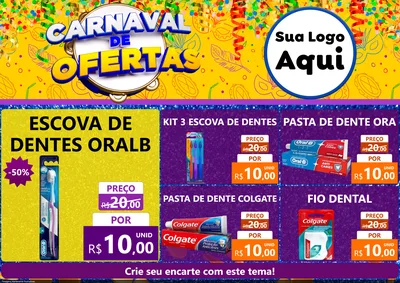 Modelo de Encarte para Encarte A4 Horizontal com o tema Carnaval de Ofertas para Higiene Pessoal
