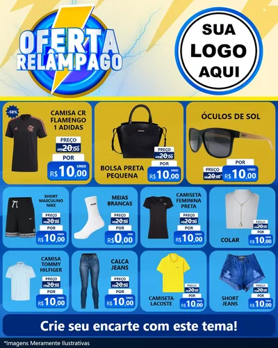 Modelo de Rede Social para Feed Instagram com o tema Oferta Relâmpago para Roupas e acessórios