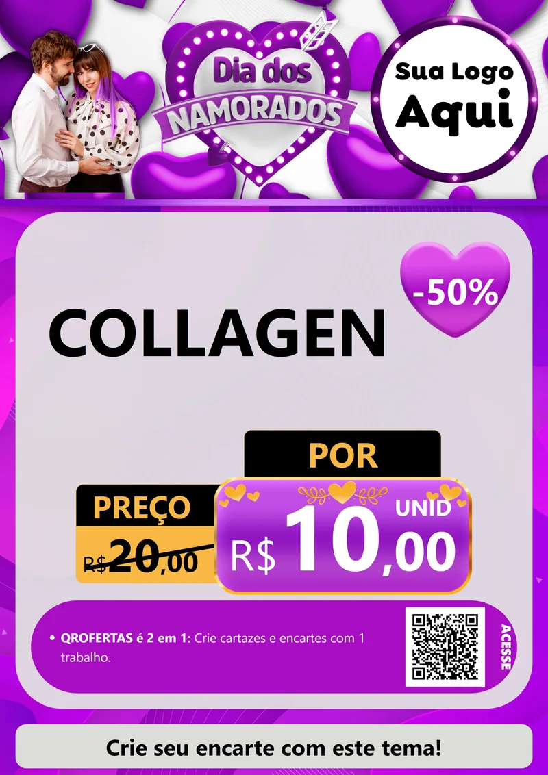 Modelo de Cartaz para Cartaz A4 Vertical com o tema Dia dos Namorados para Suplementos alimentares