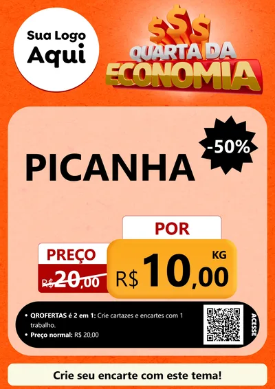 Modelo de Cartaz para Cartaz A4 Vertical com o tema Quarta da Economia para Açougue