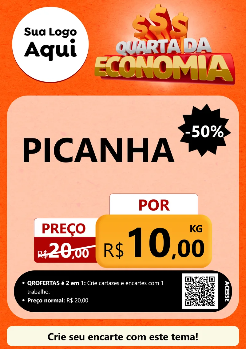 Modelo de Cartaz para Cartaz A4 Vertical com o tema Quarta da Economia para Açougue