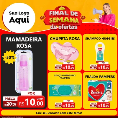 Modelo de Rede Social para Feed Facebook com o tema Final de Semana de Ofertas para Bebês