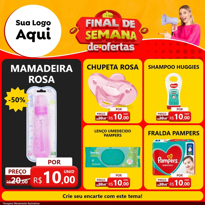 Modelo de Rede Social para Feed Facebook com o tema Final de Semana de Ofertas para Bebês