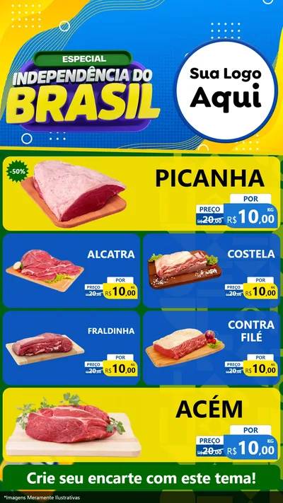 Modelo de TV para TV Vertical com o tema Especial Independência do Brasil para Açougue