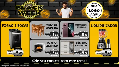 Modelo de TV para TV Horizontal com o tema Black Week para Móveis e Eletro