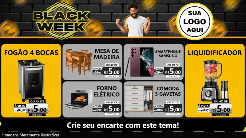 Modelo de TV para TV Horizontal com o tema Black Week para Móveis e Eletro
