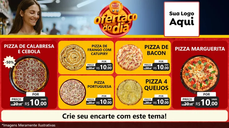 Modelo de TV para TV Horizontal com o tema Ofertaço Do Dia para Pizzaria