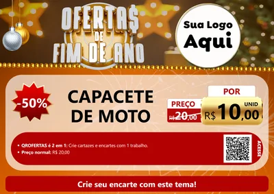 Modelo de Cartaz para Cartaz A4 Horizontal com o tema Ofertas de Fim de Ano para Moto peças