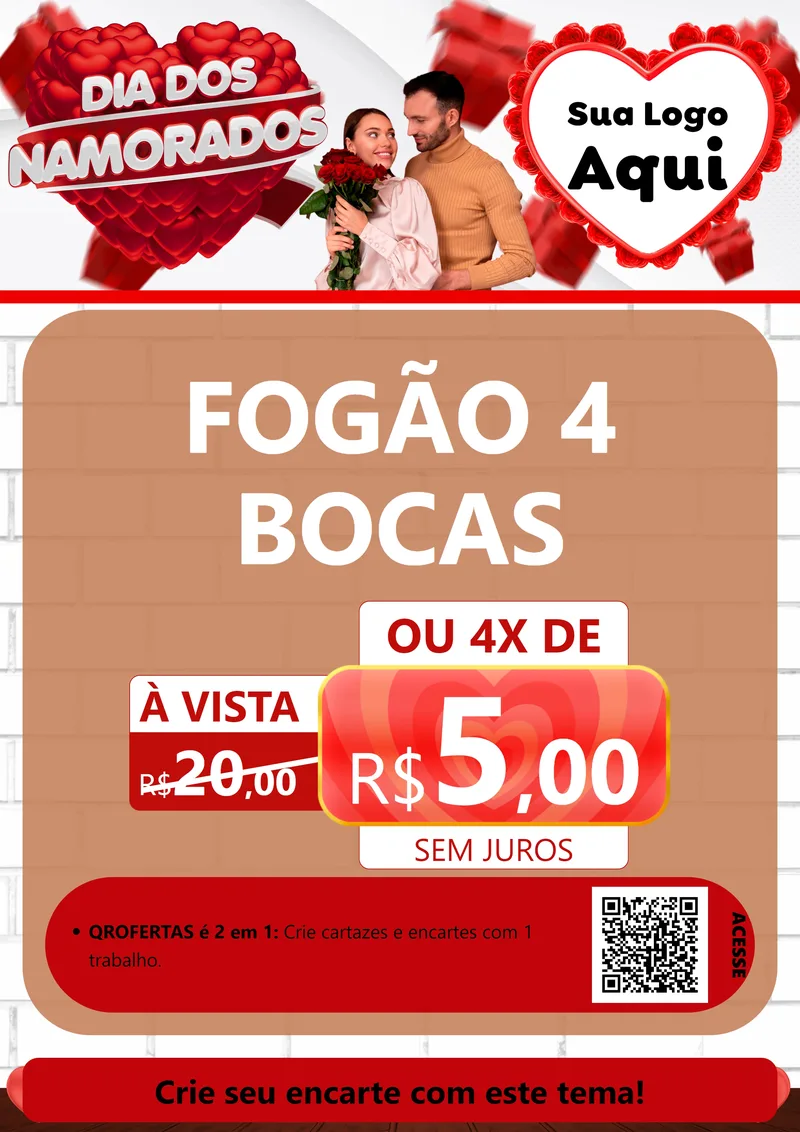 Modelo de Cartaz para Cartaz A4 Vertical com o tema Dia dos Namorados para Móveis e Eletro