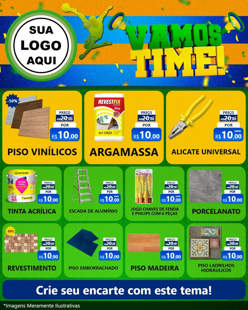 Modelo de Rede Social para Feed Instagram com o tema Vamos Time! para Material para Construção