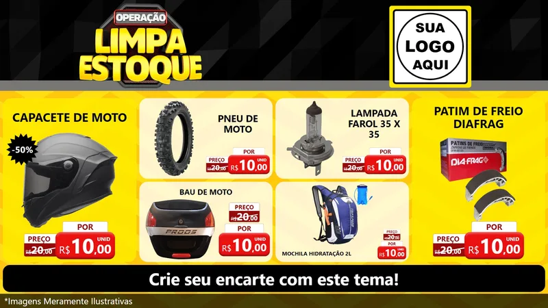 Modelo de TV para TV Horizontal com o tema Operação Limpa Estoque para Moto peças
