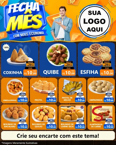 Modelo de Rede Social para Feed Instagram com o tema Fecha Mês Com Mais Economia para Salgadaria