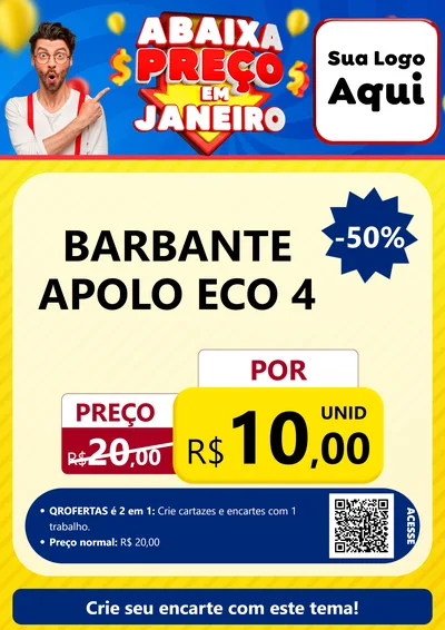 Modelo de Cartaz para Cartaz A4 Vertical com o tema Abaixa Preço em Janeiro para Armarinho e Aviamentos