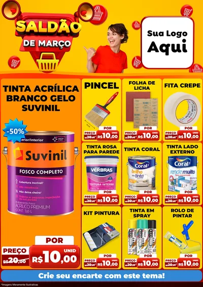 Modelo de Encarte para Encarte A4 Vertical com o tema Saldão de Março para Tintas e Ferramentas
