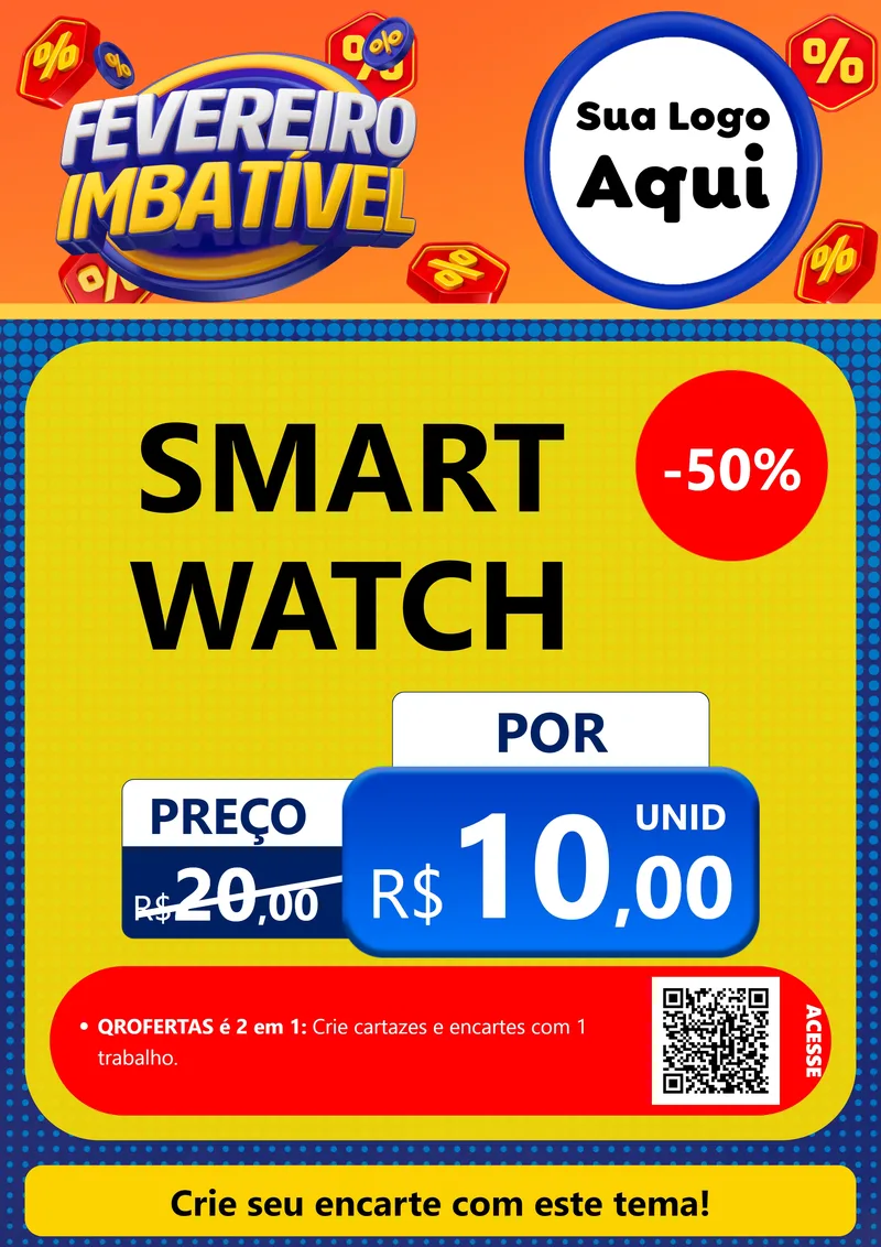 Modelo de Cartaz para Cartaz A4 Vertical com o tema Fevereiro Imbatível para Informática