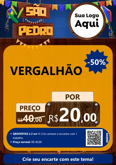 Modelo de Cartaz para Cartaz A4 Vertical com o tema São Pedro para Ferragens