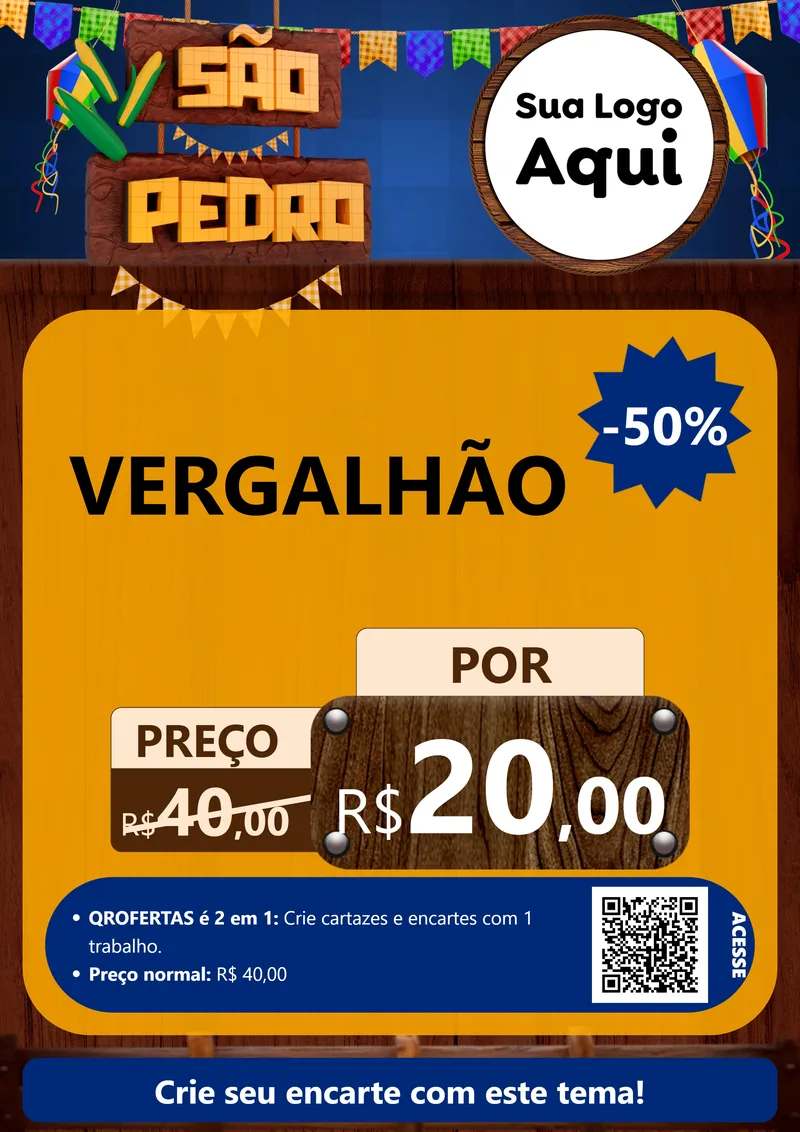 Modelo de Cartaz para Cartaz A4 Vertical com o tema São Pedro para Ferragens