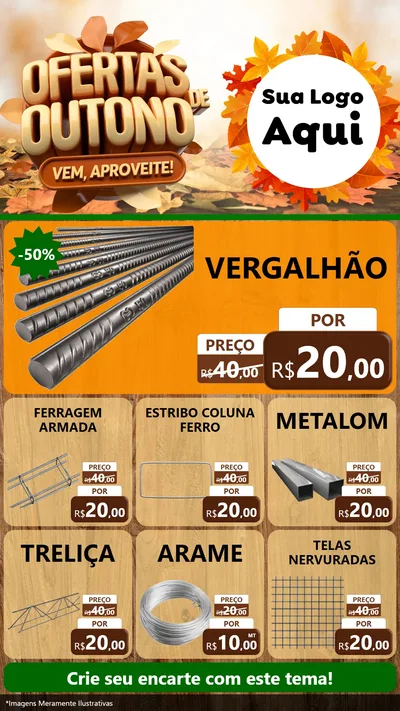 Modelo de Rede Social para Stories com o tema Ofertas de Outono - Vem, Aproveite! para Ferragens
