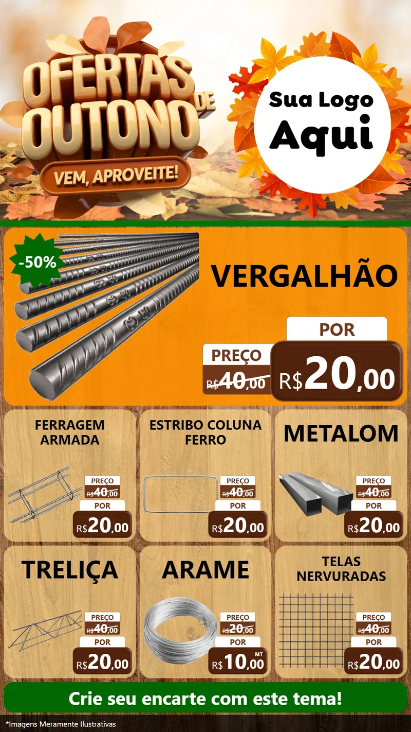 Modelo de Rede Social para Stories com o tema Ofertas de Outono - Vem, Aproveite! para Ferragens