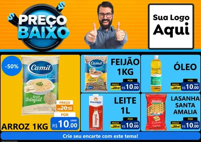 Modelo de Encarte para Encarte A4 Horizontal com o tema Preço Baixo para Supermercado