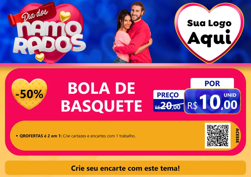 Modelo de Cartaz para Cartaz A4 Horizontal com o tema Dia dos namorados para Artigos Esportivos