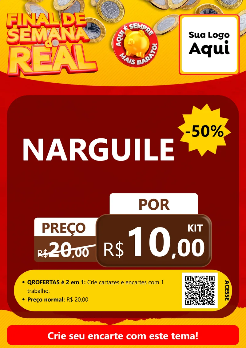 Modelo de Cartaz para Cartaz A4 Vertical com o tema Final de Semana do Real para Tabacaria