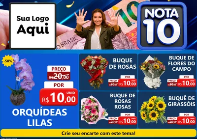 Modelo de Encarte para Encarte A4 Horizontal com o tema Nota 10 para Floricultura e jardim