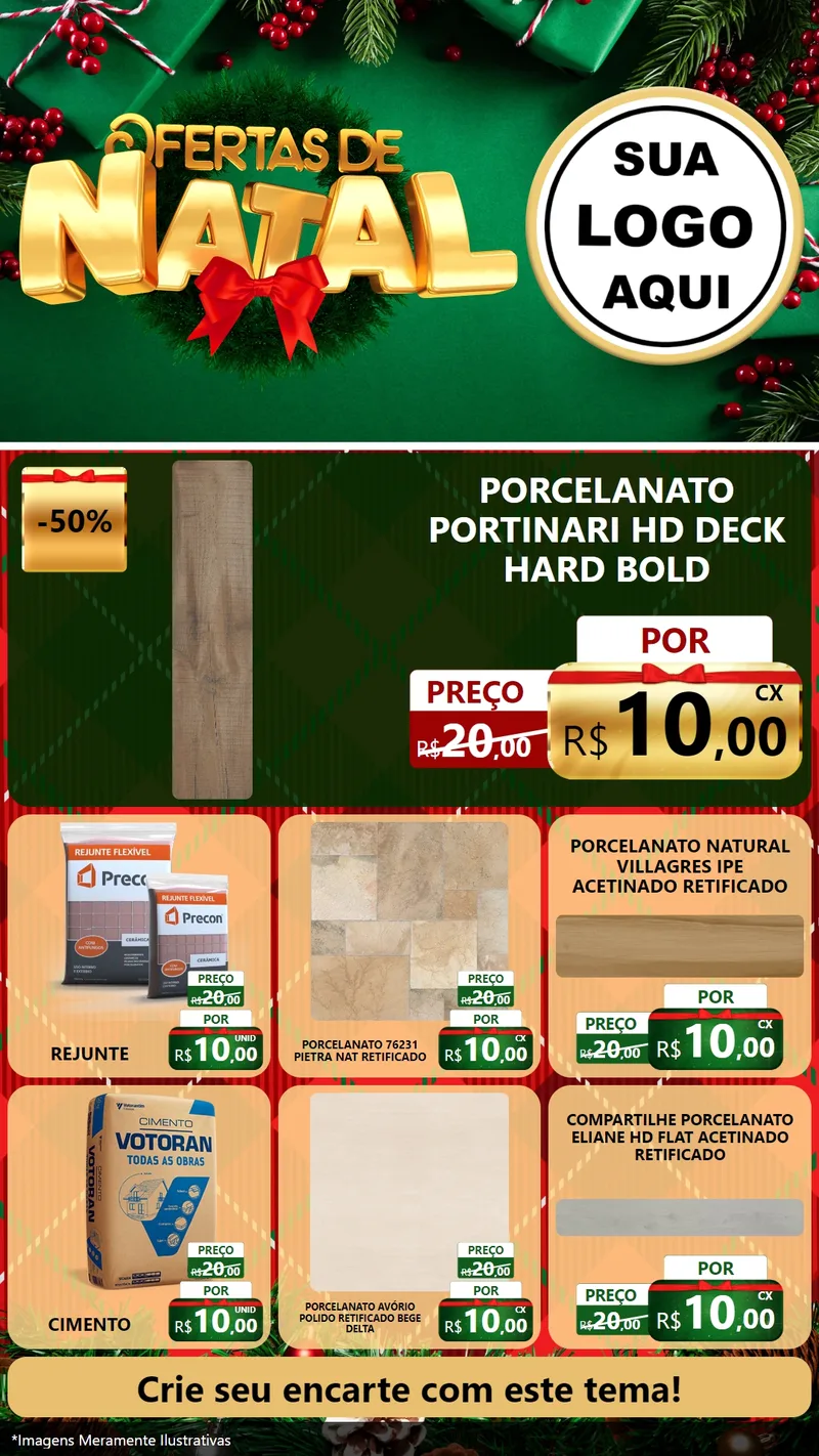 Modelo de Rede Social para Stories com o tema Ofertas de Natal para Pisos e revestimentos
