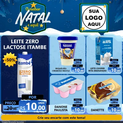 Modelo de Rede Social para Feed Facebook com o tema O Melhor Natal É Aqui! para Frios e Laticínios