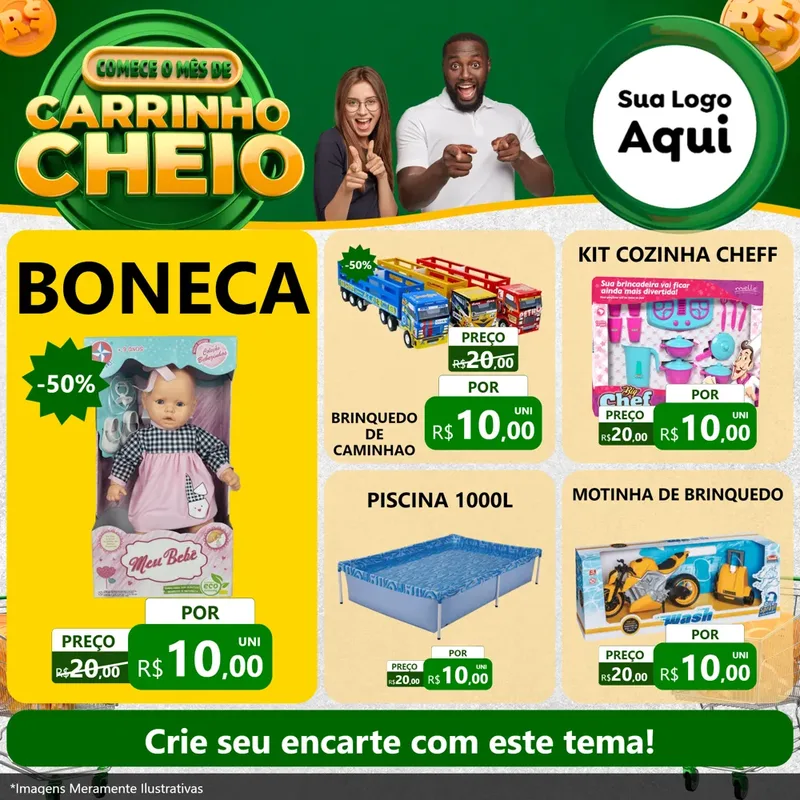 Modelo de Rede Social para Feed Facebook com o tema Carrinho Cheio para Brinquedos